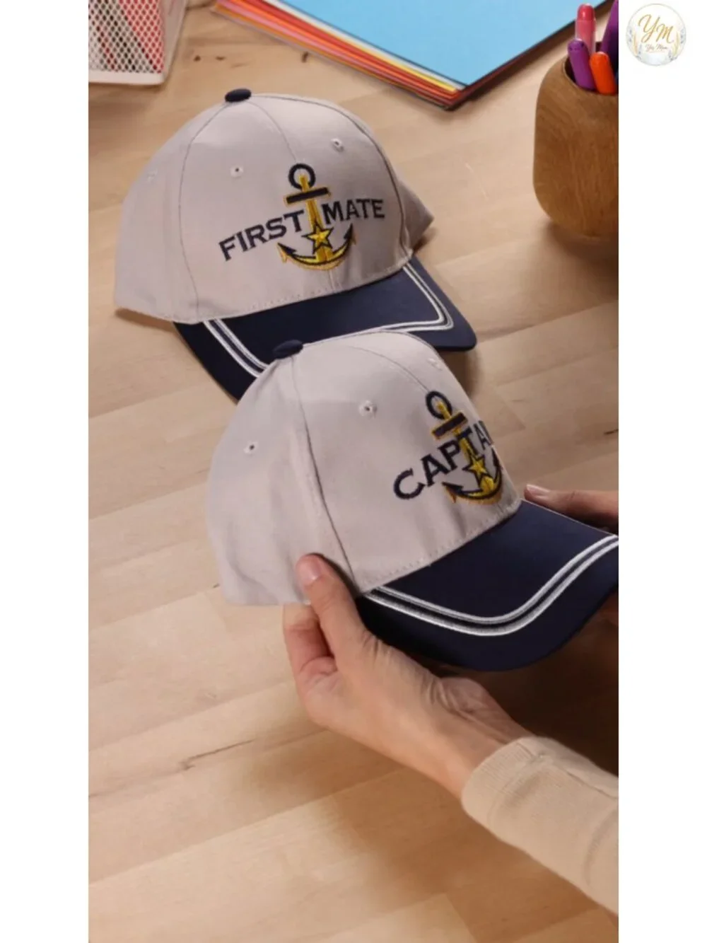 Matching Captain & First Mate Baseball Caps, Embroidered, Cotton, Adjustable